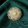 Fashion Metal Sun Flower Pearl Brooches For Women Clothing Coat Badges Jewelry Accessries Gifts