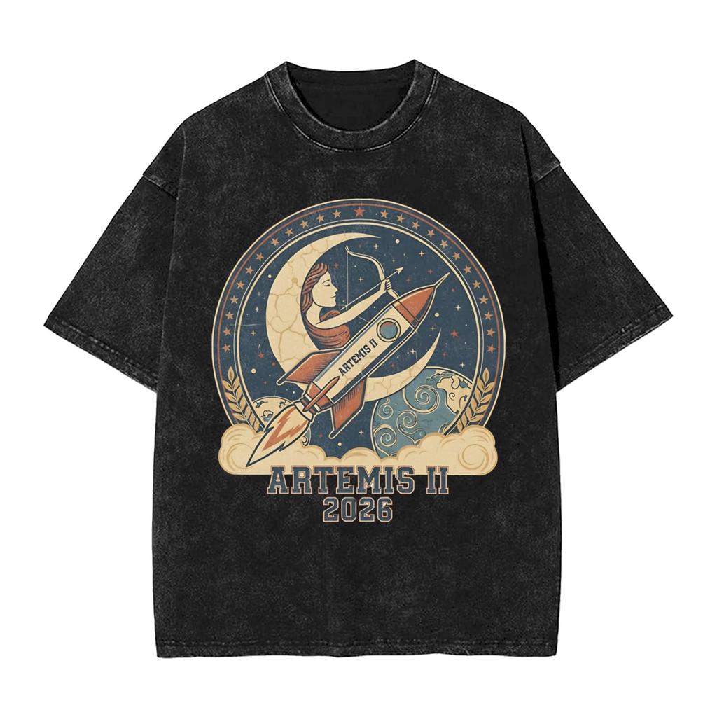 Vintage Tshirt Artemis Ii April 1 2026 Moon Mission Space Exploration Cotton Tshirts Fashion Tee Shirt Man Summer Y2k Tops
