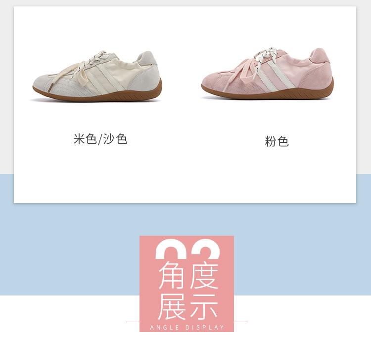 Double lace contrasting color spliced women's shoes: Spring and summer retro casual shoes, fashionable sports and training shoes