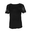 Damenmode Sommer Neu Lässig Rundhals Kurzarm Spitze Plissee T-Shirt Top