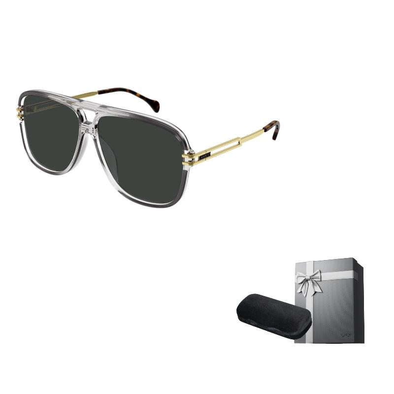 

GUCCI Statement Avant-garde Bomber Plate Sunglasses Grey Unisex 63 серый