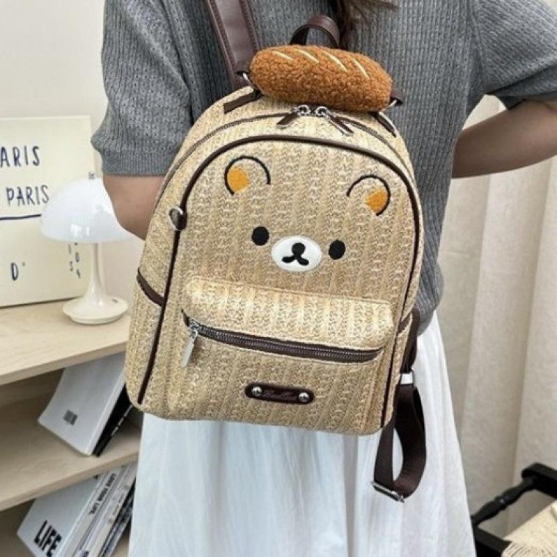 Schoolbag Korean version ins cartoon cute relaxed bear backpack female large capacity student schoolbag casual versatile foreign style backpack