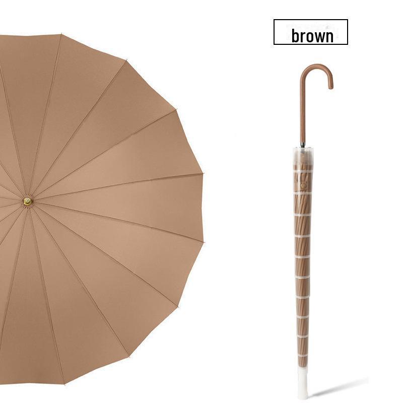 16-Rib Wind-Resistant Long Handle Umbrella with Custom Logo