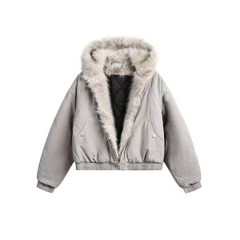 Yüksek Sokak Trend Y2K Sokak Giyim Parkalar Punk Harajuku Retro Kürk Yaka Bomber Ceket Erkek Hip Hop Bol Rahat Sıcak Mont Kadın