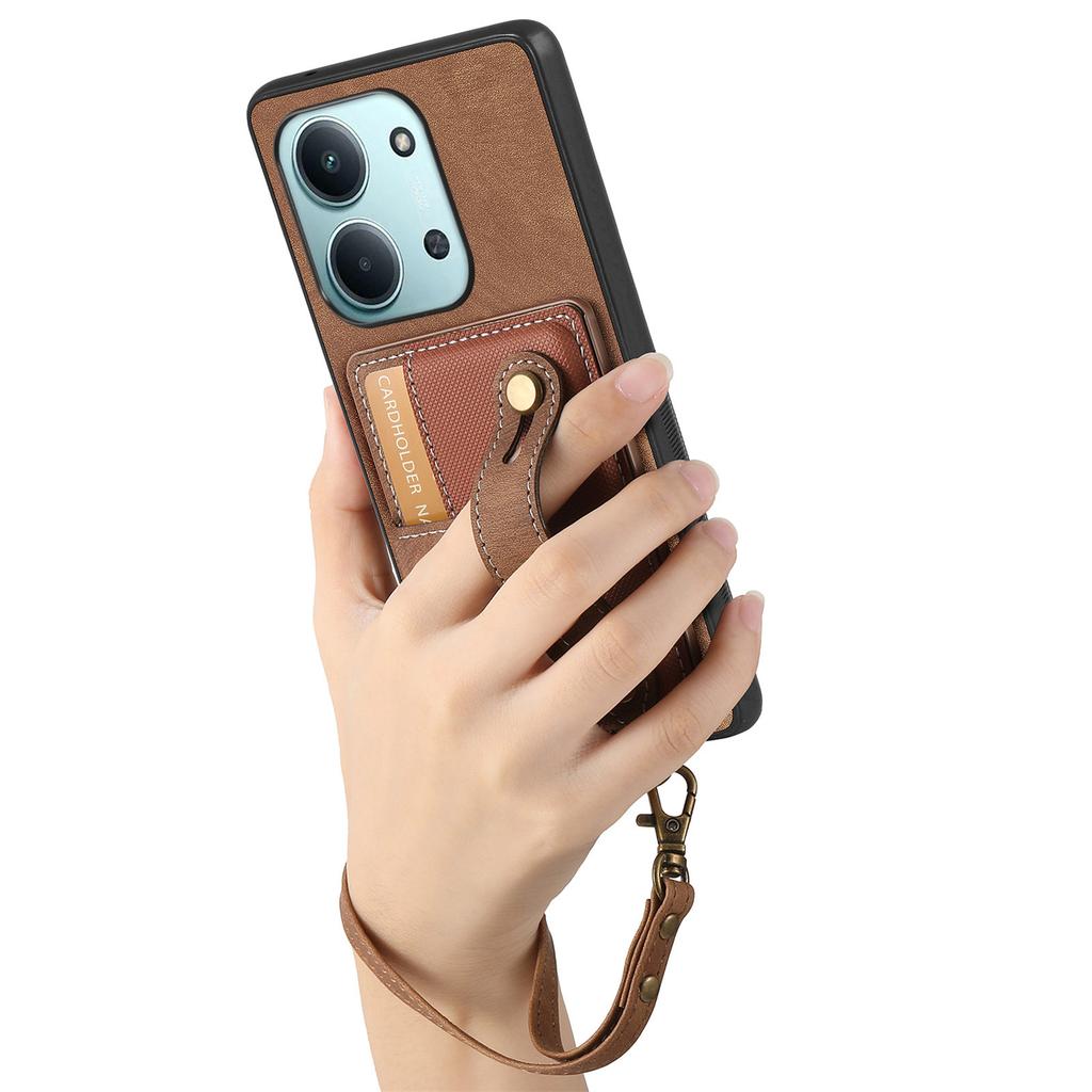 Retro PU Leather Case for Xiaomi Poco C85 4G (171mm)/Redmi 15C 4G (Global) (171mm) Phone Cover with Card Holder/Wristband Kickstand