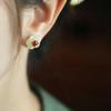 Natural Hotan Jade White Flower earrings for women Vintage South Red Tourmaline Plum Blossom earings stud Chinese Style Jewelry