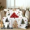 1pc Christmas Trees Pattern Printed Flannel Throw Blanket - Soft & Cozy All-Season Retro Design with Red, Green, Golden & White