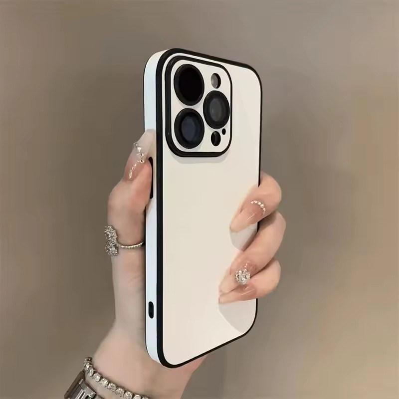 

Luxury Leather Colorful Case for iPhone17 16 15 14 13 12 11 Pro Max Plus Soft Silicone Bumper Matte Shockproof Simple Cover iPhone 16 Pro Max білий