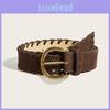 Color Solid Fashion Gold Buckle Women Casual Suede Waist Belt For Daily Use