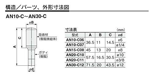 SMC silencer one-touch joint connection type 1 piece AN15-C08