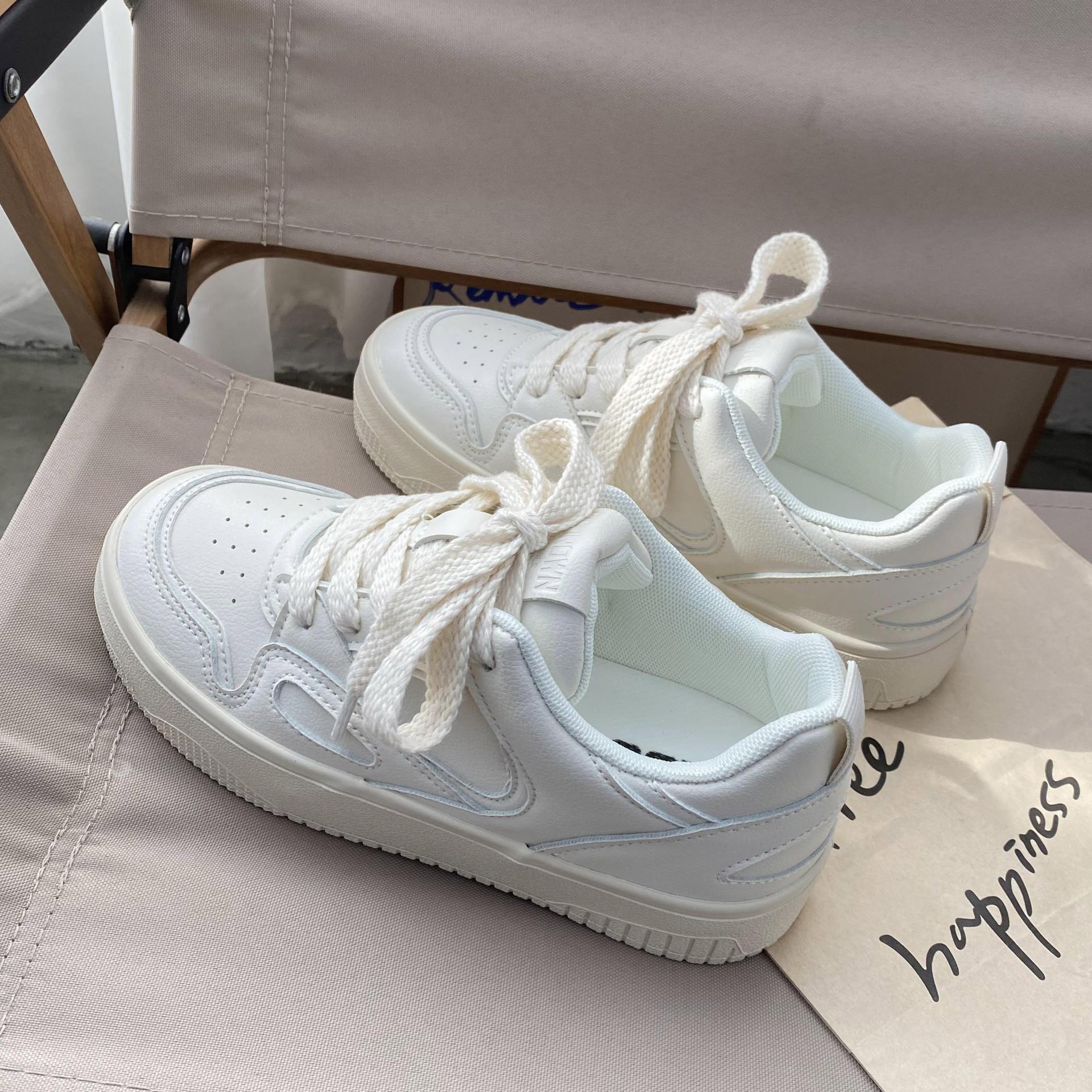 

Spring and Autumn Breathable Cute Big Head Shoes Female Students Versatile 2025 Autumn New Casual Board Shoes Trendy Little White Shoes 40 бежевый