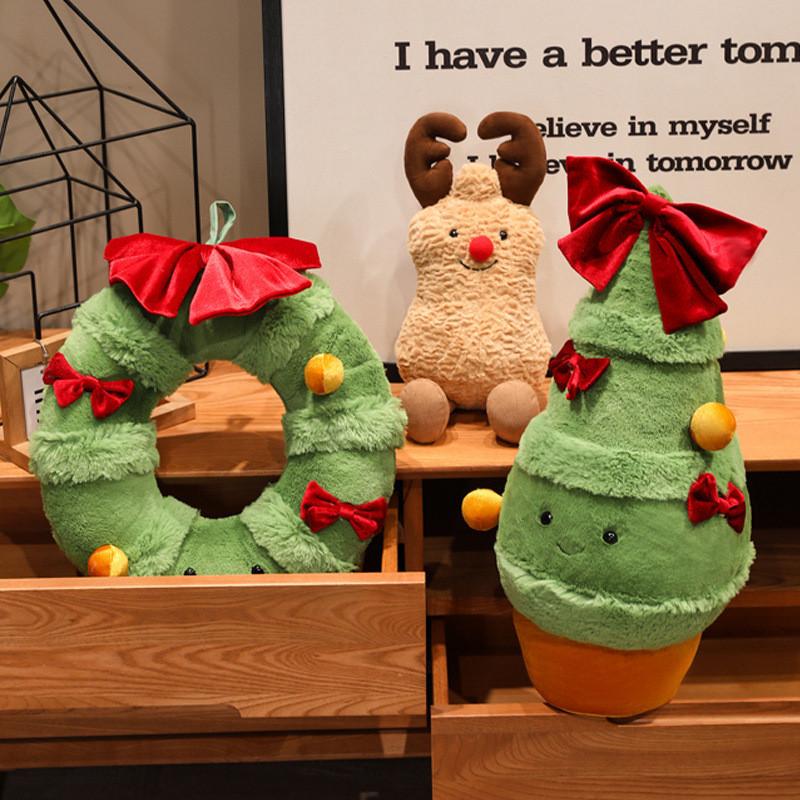 Ghirlanda Floreale Albero di Natale Peluche con Imbottitura in Cotone PP per Decorazione Casa e Regalo