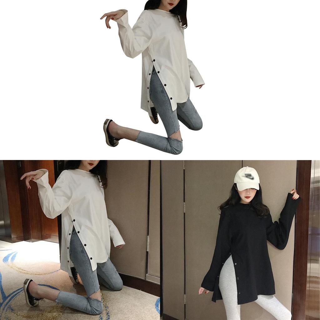 Korean Style Long Sleeve T Shirt With Pearl Embellishments For Autumn Casual Wear