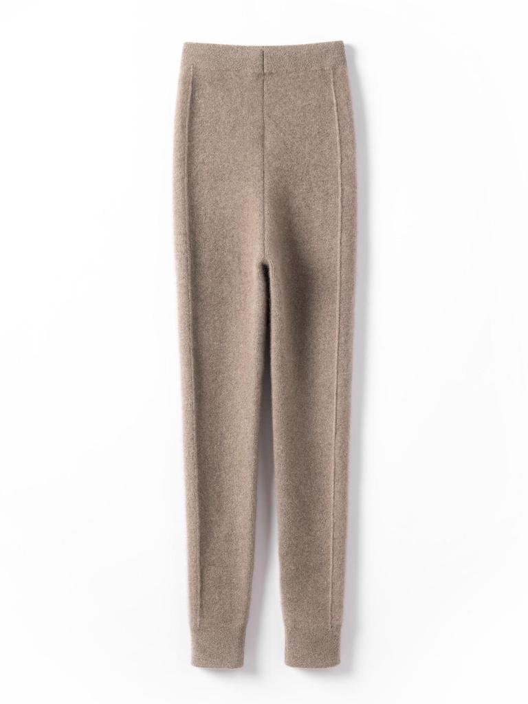 High-Waisted Cashmere Knit Leggings: Soft, Ribbed, Tummy Control, Warm, Slimming, for Autumn and Winter