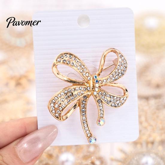 Decorative Lapel Pin Sparkling Rhinstone Bow Brooch, Retro Alloy Pin, Daily Outfit Accessory Women Jewelry Accessories for Suit Dress Coat Scarf