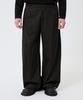 TRILLION Striped Side Pleat Snap Button Wide Slacks_Black