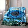 1pc Blue Sunflower Blanket - Lightweight Flannel Fleece with Digital Printing, Soft Warm for Sofa, Travel, Camping, Office yy251018251