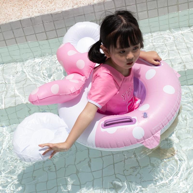 Pink Bow 3D Baby Inflatable Swim Ring with Handle and Seat