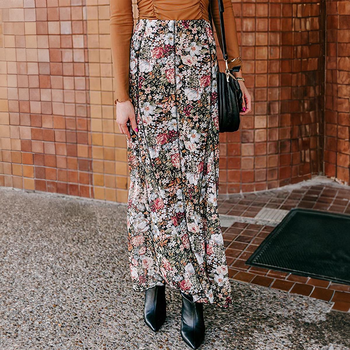 

Shiying Floral A-line Dress: European & American Spring/Autumn Fashion Trend Large квітковий