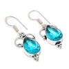 Swiss Blue Topaz Gemstone 925 Silver Jewelry Earring 1.58 "