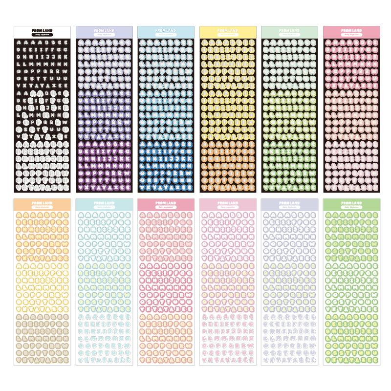 1PC Cartoon Round Font Colorful Laser Letter Stickers Candy Colored Alphabet DIY Journal Decor Stickers