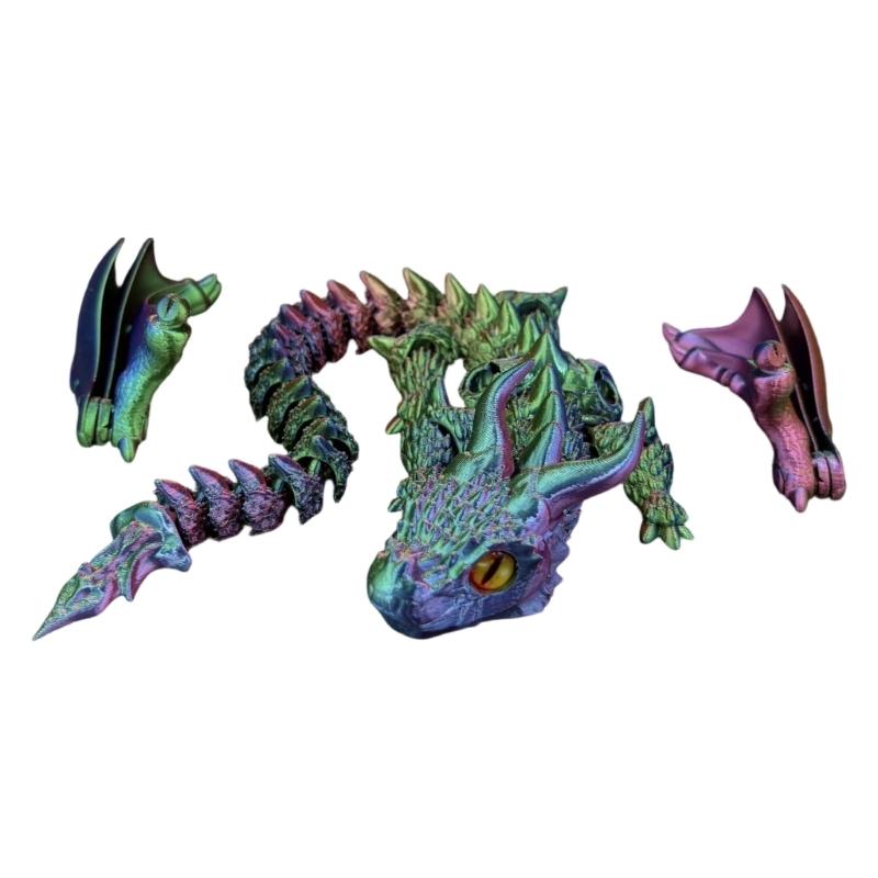 

Friendly Plastic Large Horn Dragon Figurine 3D Printed Safe Table Decoration Lightweight Art Piece for Kids Christmas Gift