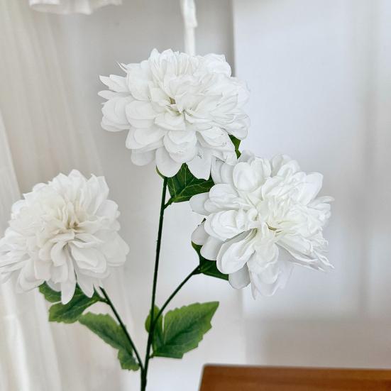 Durable Silk Fabric Flowers Artificial 3 Head Dahlia Flowers, Realistic Floral Arrangement, Props for Photography Adjustable Fake Home Decor