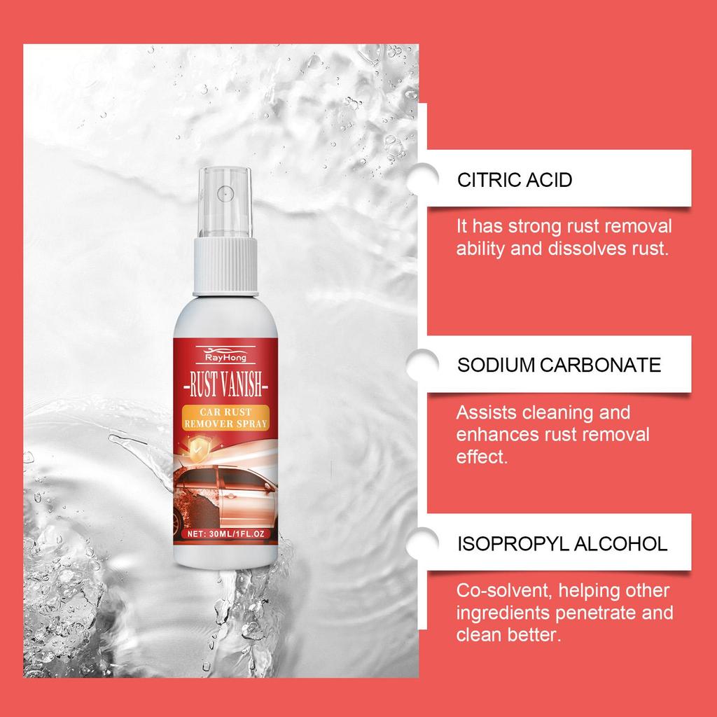 Rayhong Car Rust Remover Spray 30ml - Car Metal Rust Removal, Polishing, Stain Removal, Coating Cleaner