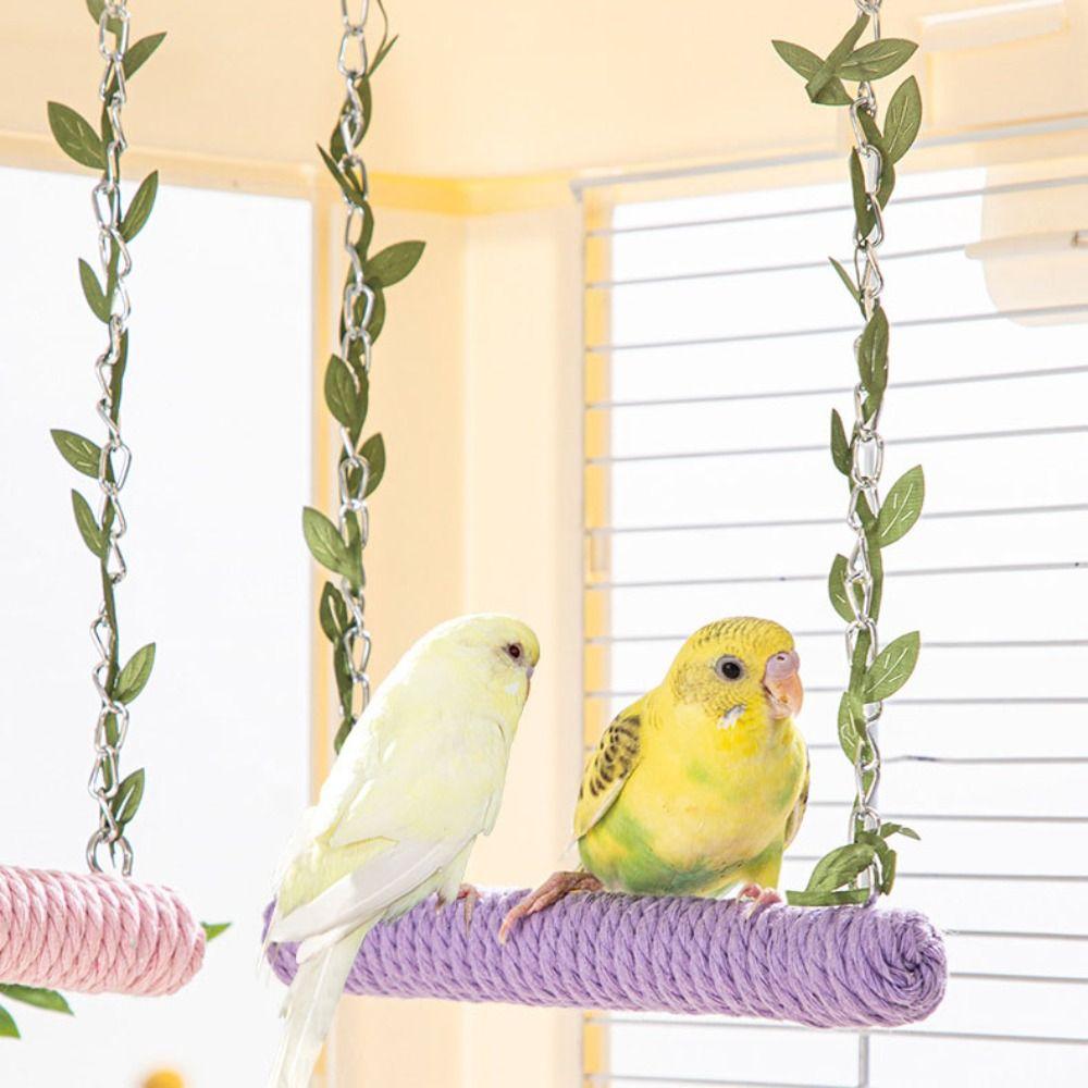 Wear-resistant Bird Swing With Cotton Rope Bird Cage Stand Stick Parrot Swing Toy  Cockatiels