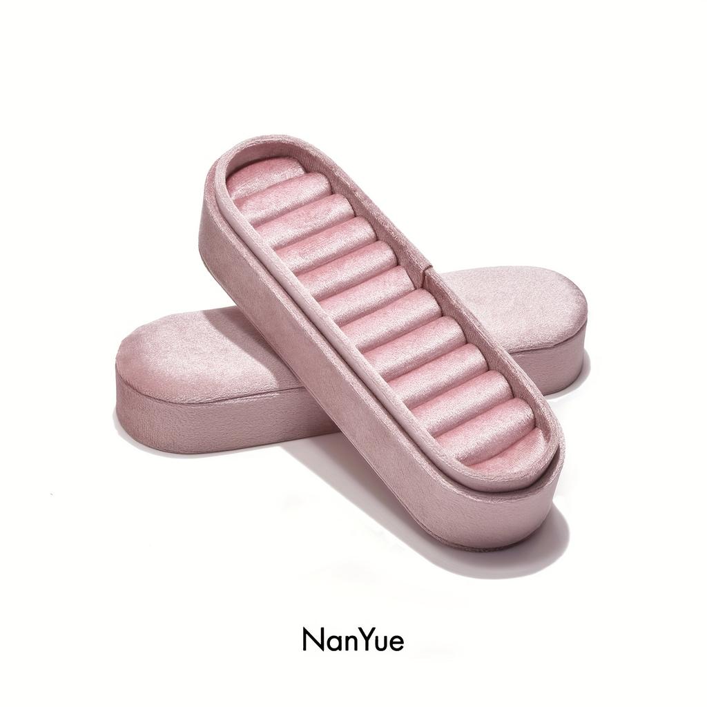 Velvet Oval Ring Display Case  Contemporary Style, Fabric Material, Tabletop Mounting, Perfect for Rings, No Electricity Required, Jewelry Boxes