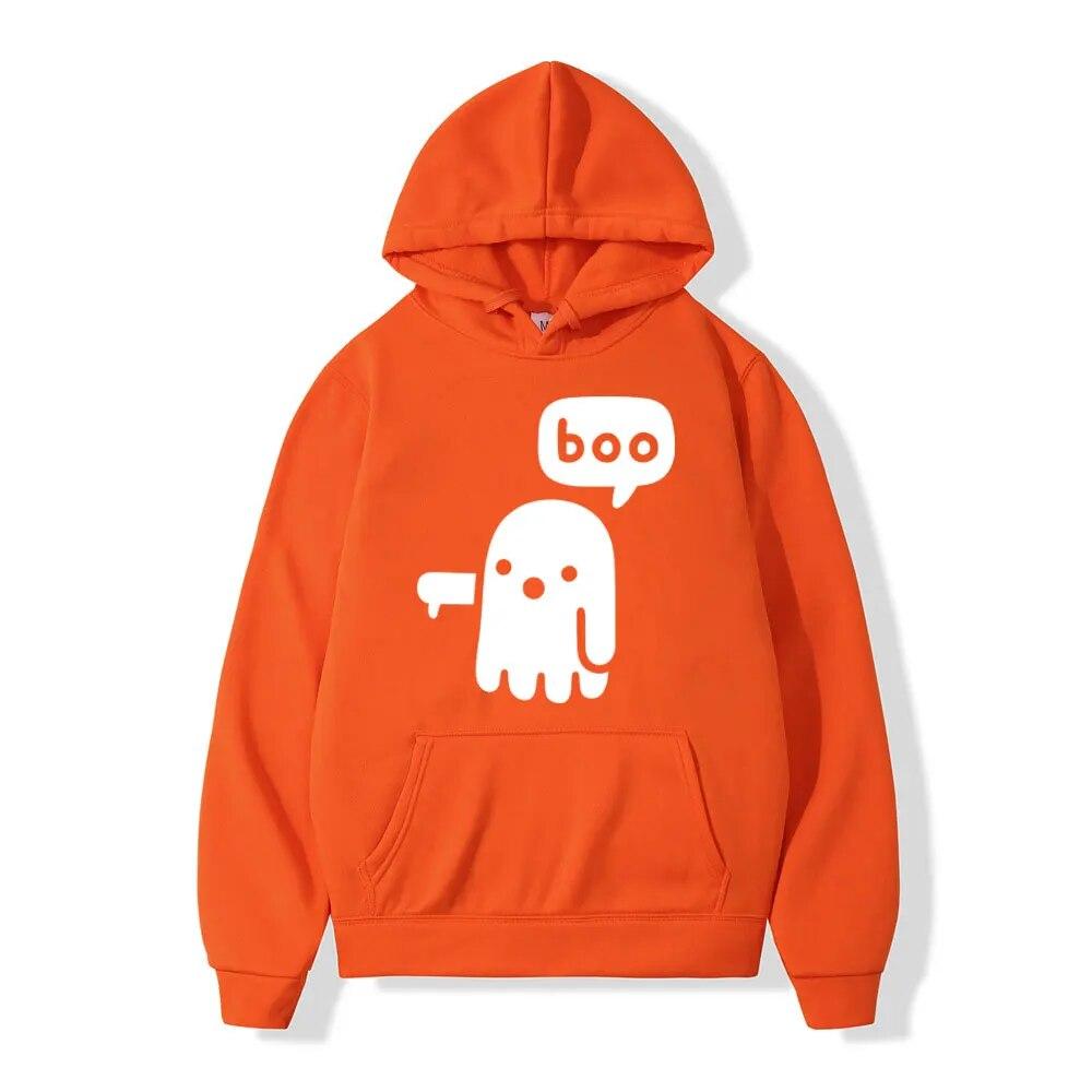 Funny Boo Ghost Printing Hoodie Unisex's Women High Quality Fleece Hoodies Casual Fashion Oversized Hooded Sweatshirts Streetwear