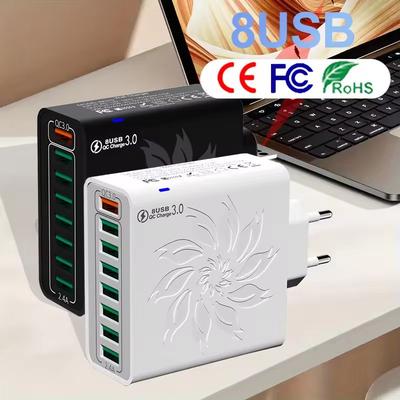 8 porte USB QC5.0 Caricabatterie rapido EU US KR Plug 120W Adattatore di alimentazione per caricabatterie rapido per iPhone 15 14 13 Xiaomi Samsung