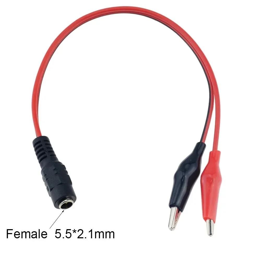 

Alligator Clip To 1 Male or Female DC Power Plug Connector Adapter Plug 25CM Test Lead DC 5.5*2.1mm Crocodile Clips Connect Line золотий