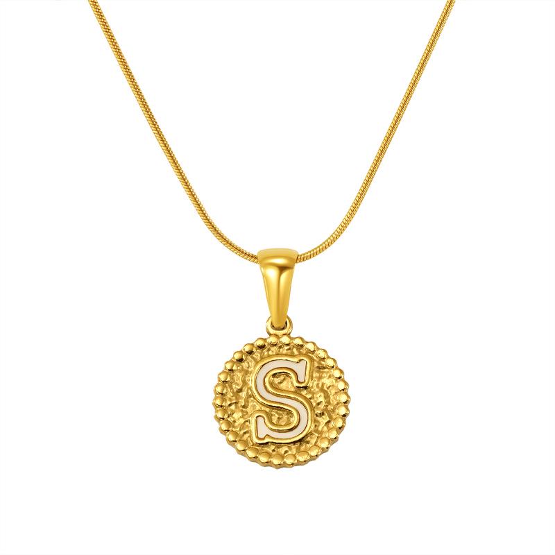 European and American Stainless Steel Letter Necklace for Women - Versatile Titanium Steel Hammered Pendant Jewelry Fashion