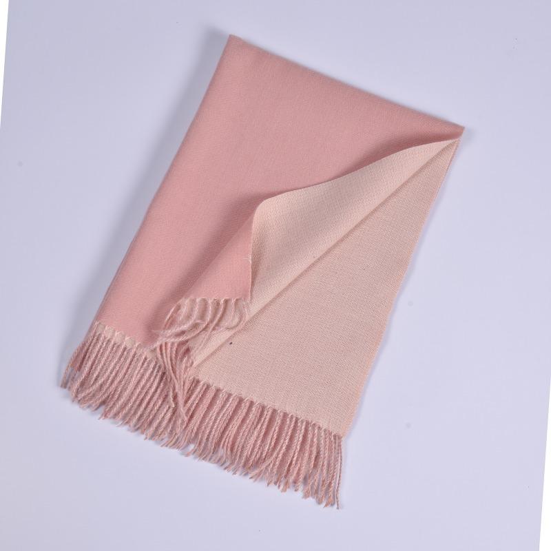 Autumn and Winter New Imitation Cashmere Double-sided Monochrome Warm Scarf Scarf Men's and Women's Fashion Warm Fringe