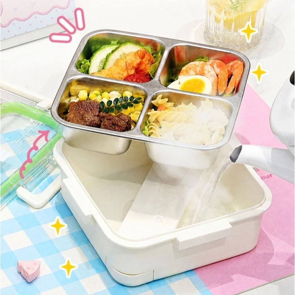 Thermal Insulation Bento Box 304 Stainless Steel Food Container Divided Lunch Box  For Meal Prep