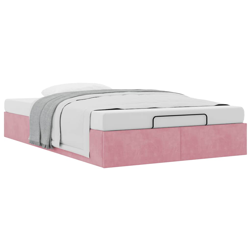 Ottoman Bed without Mattress Pink 120x200 cm Velvet
