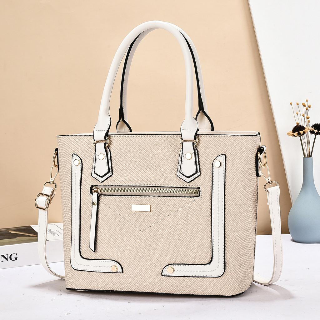 Borsa Tote Vintage in Stile Europeo per Donna con Materiale in PU e Tasche Multiple