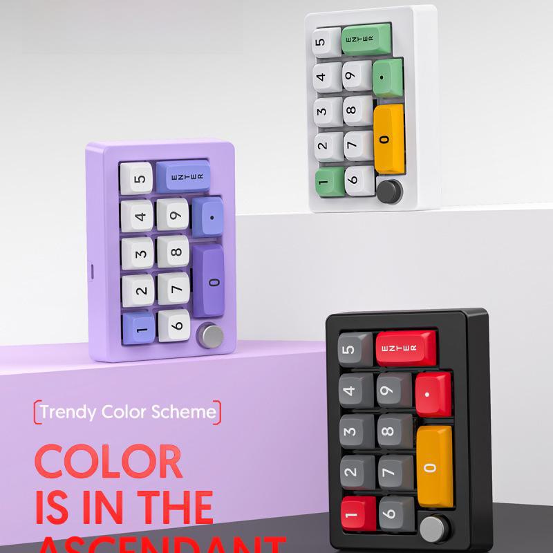 13-Key Mechanical Numeric Keypad with Macro Programming, Custom Knob, Multimedia Controls, Hot-Swappable Red Switches