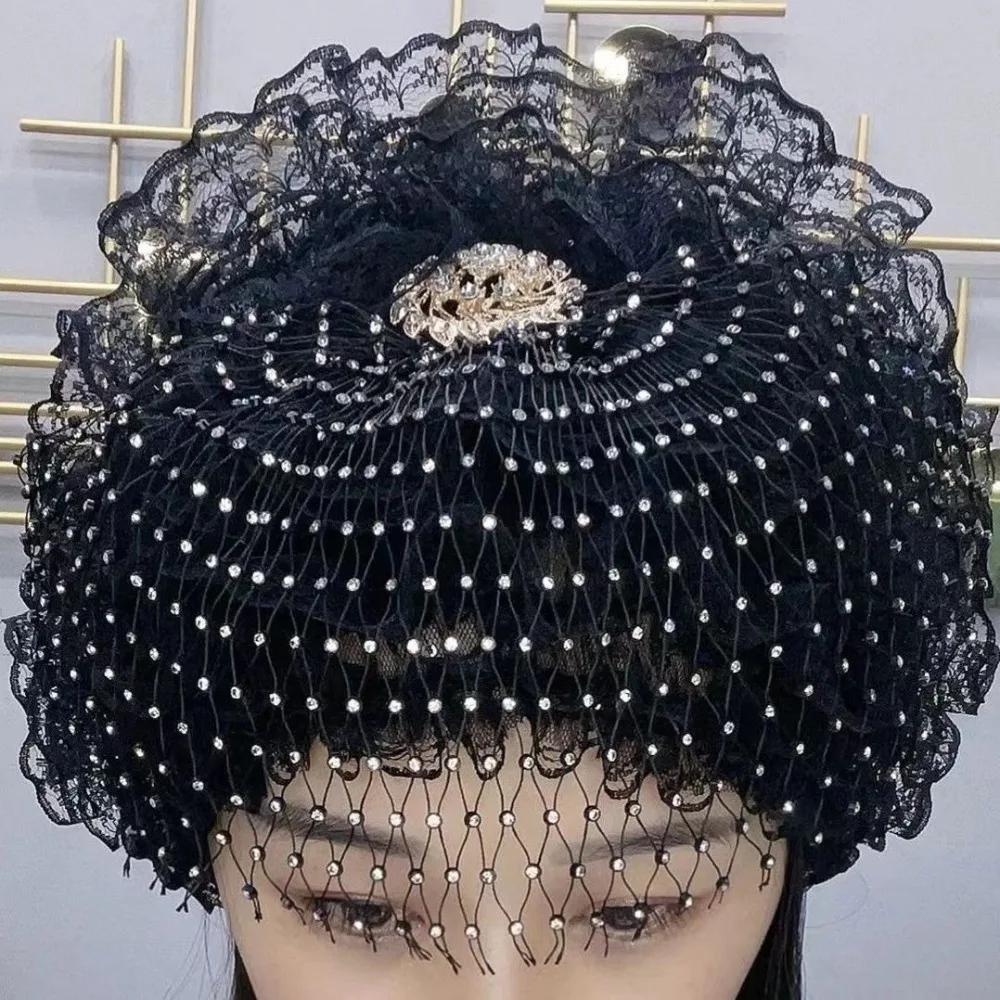 New Flower Embroidery Bonnet Hat Elastic Full Cover Headwear Cover White Hair Breathable Turban Hat Gift