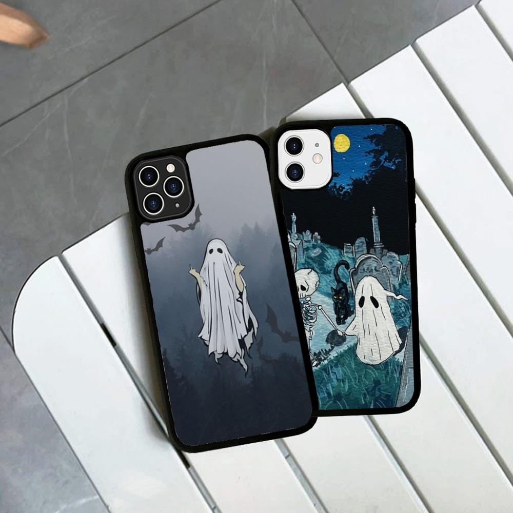 Cartoon Spooky Ghost Phone Case Silicone PC+TPU For For IPhone 11 12 13 14 15 16 Plus Pro Max Cover