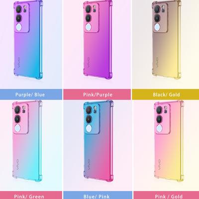 Clear Cute Gradient Phone Case Slim Anti Scratch Flexible TPU Cover Shockproof Protective Case for Vivo iQOO 11 Neo5 Lite U1x Z3 Z7 S1 Pro S7e S15
