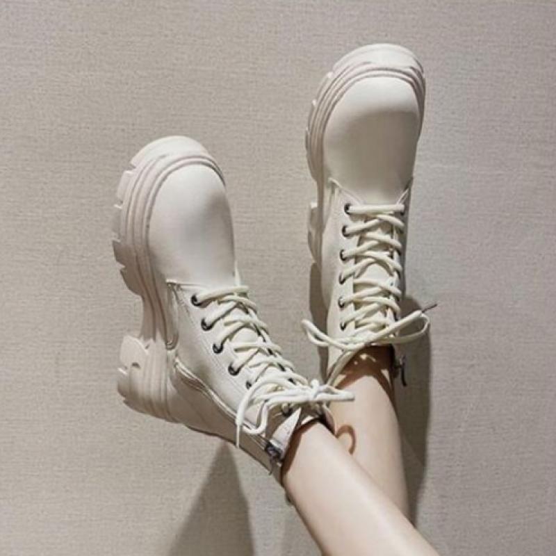 New Arrivals Open Run Women Daily Lace Up High Heel Boots Walker Thick Sole