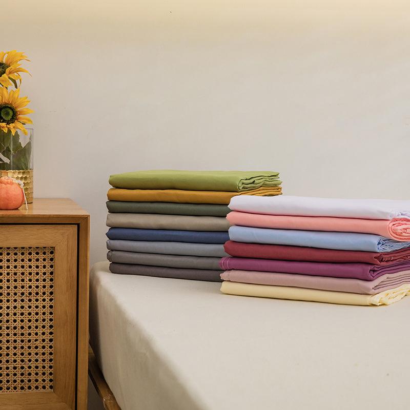 1PC Bed Flat Sheet for Double Bed Plain Solid Color Top Sheets Single/Queen/King Flat Bedsheets Soft Home Bed Linen Sheets