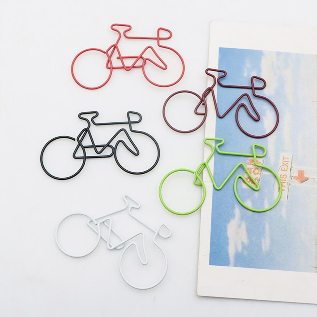 15Pcs Bike Shape Paper Clips Assorted Color Metal Paperclips File Paper Clamp Metal Bookmarks Clip for Office School
