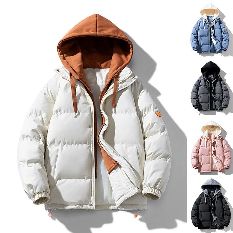 Winter Korean Style Trendy Loose Couple Cotton Jacket, Thick Fake Two-piece Cotton Jacket Jacket