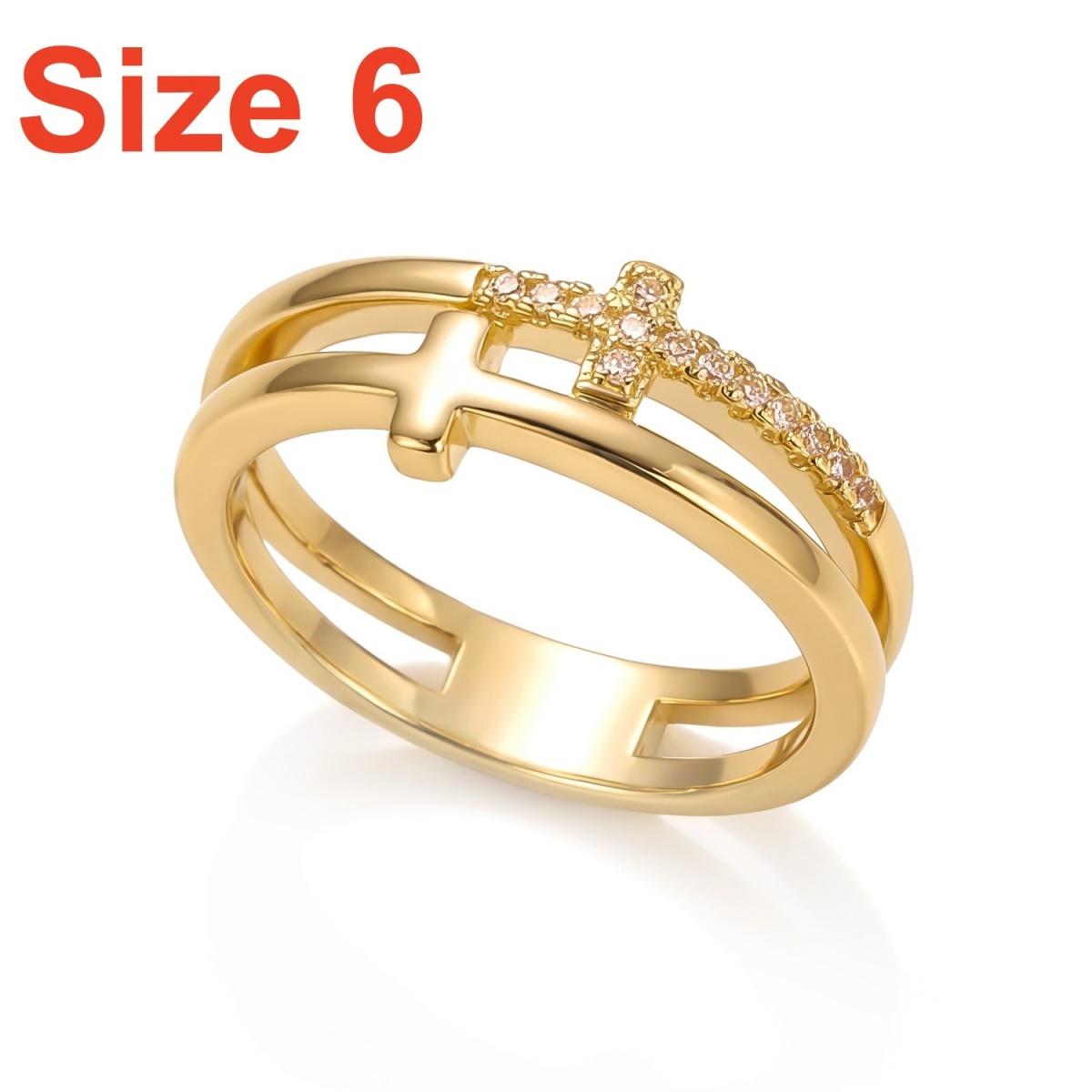Minimalist Inlaid Shiny CZ Zircon Double Layer Cross Rings Fashion Christian Cross Finger Ring Temperament Lucky Party Zircon
