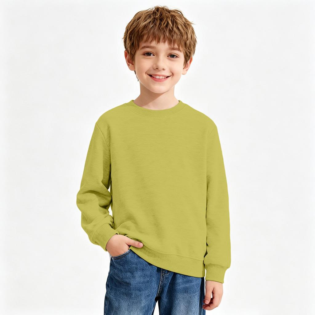 Unisex Kids Long Sleeve Color Sweatshirt Casual Comfortable Pullover for Boys and Girls