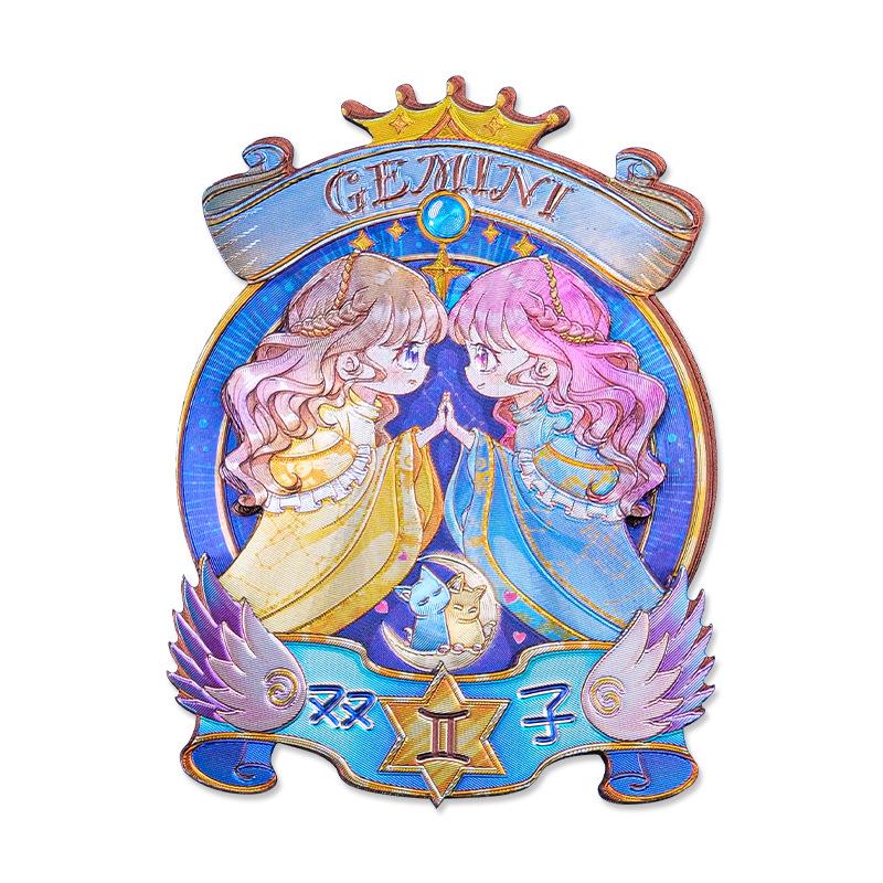 Soft Magnetic Wooden & Aluminum Foil Cartoon Zodiac Refrigerator Magnet Set