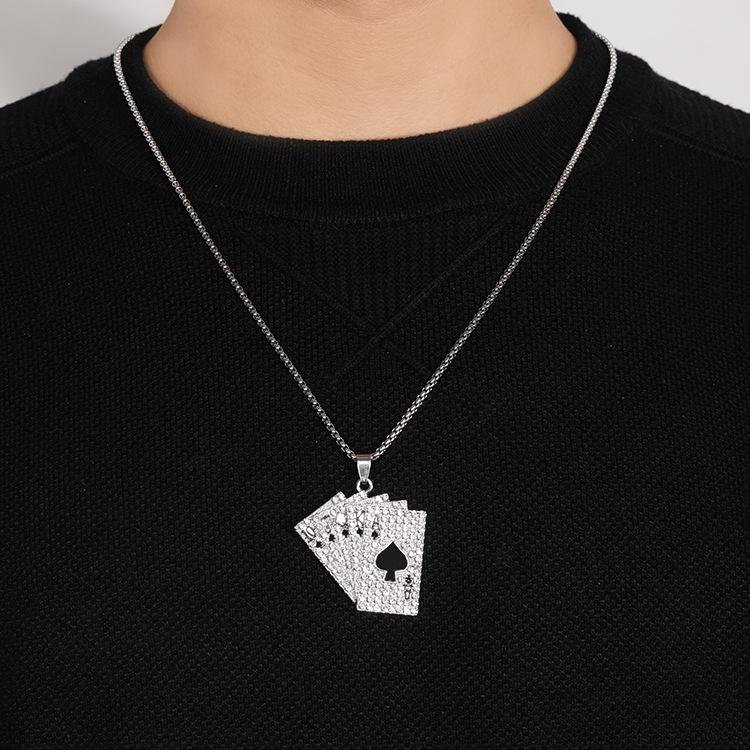 2026 Spring New Hip Hop Trendy Poker Cards Lesbian Flush Ace of Spades Jewelry Pendant Necklace